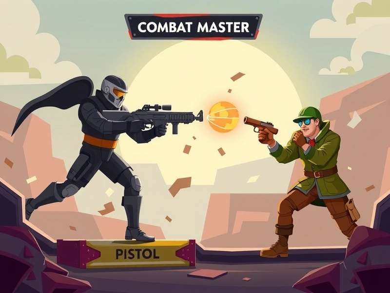 In-game screenshot of the Combat Master Pistol being used in a close-quarters fight