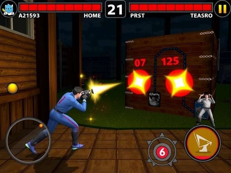 Mobile gaming action scene reminiscent of Tti Combat Master 2011 intense gameplay