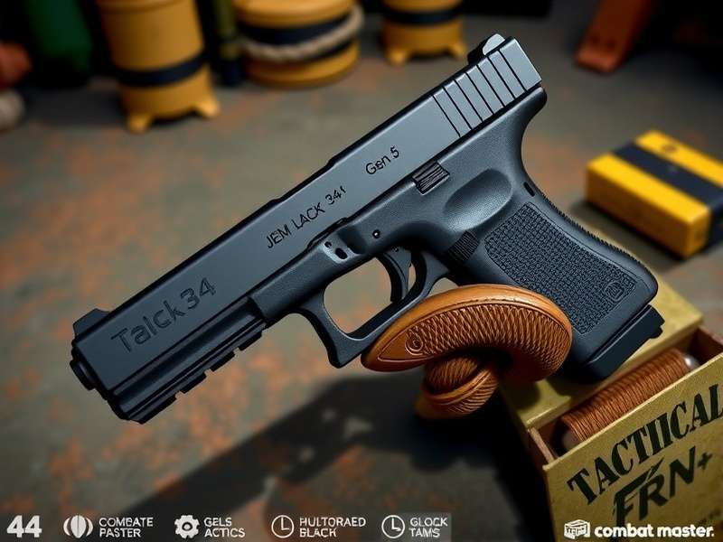 Taran Tactical Glock 34 Gen 5 Combat Master custom pistol with gold accents