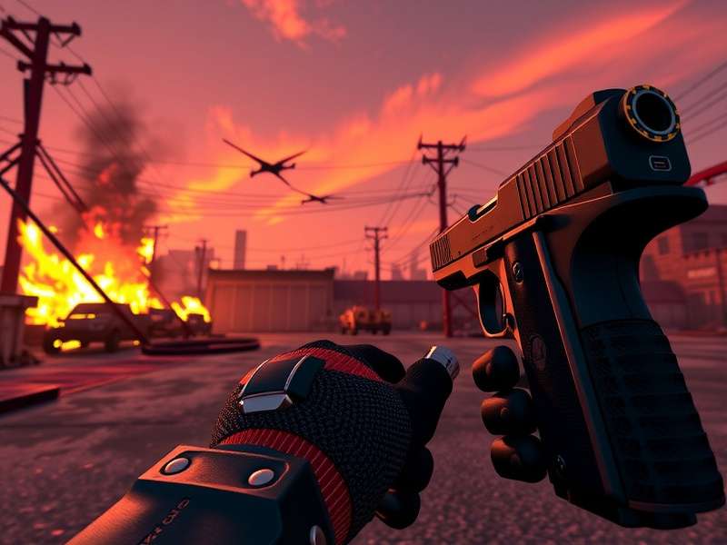 Combat Master 1911 Pistol firing in a game scene