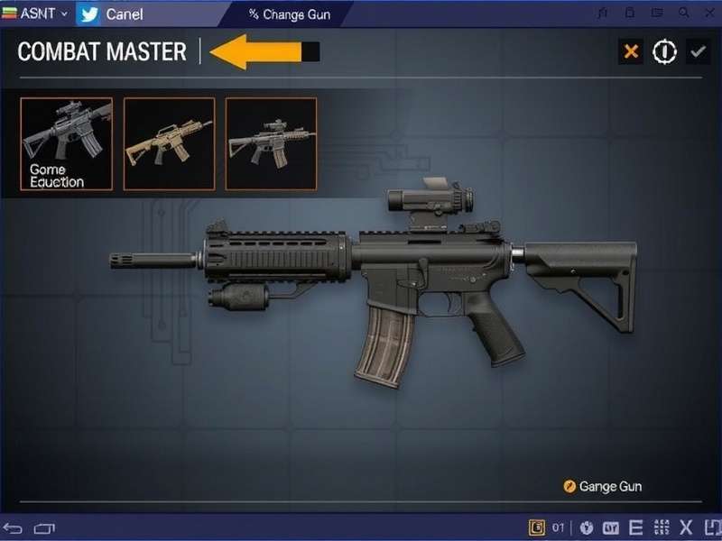 Combat Master gun change interface showing weapon wheel and loadout presets