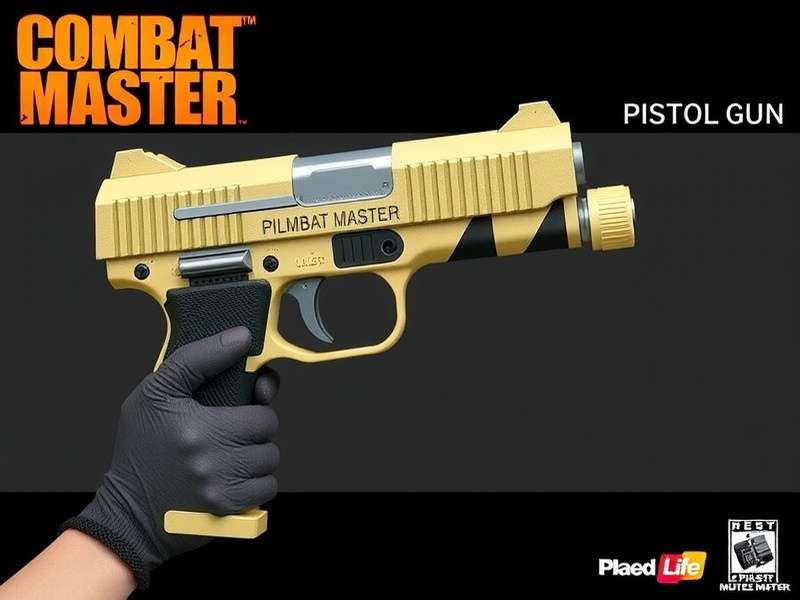 Combat Master Pistol Toy Gun displayed with tactical gear and Indian flag background