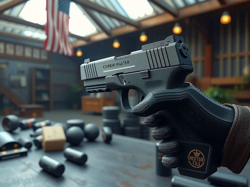 Combat Master Glock 34 – In-game render showcasing the iconic pistol with gold accents and tactical slide
